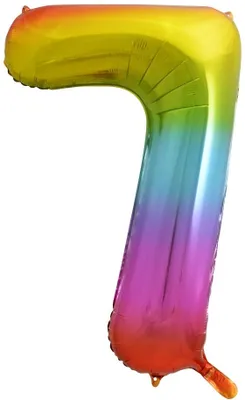 Produktbild von Folienballon Zahl 7, Regenbogen, 85 cm