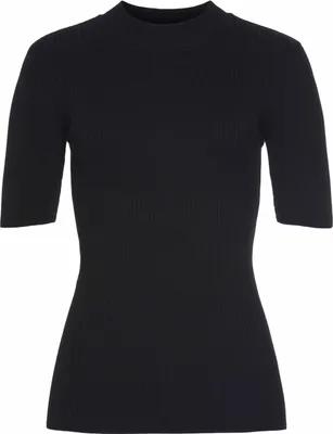 Produktbild von LASCANA Kurzarmpullover mit Rippstruktur schwarz Größe 44/46