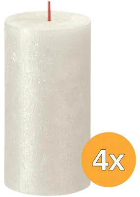 Productafbeelding van 4x Bolsius Metallic Rustiekkaars 130/68 Ivoor (1 stuk)