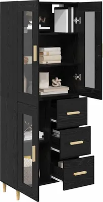 Immagine prodotto di vidaXL Credenza nera look rovere 69,5 x 34 x 180 cm materiale a base di legno