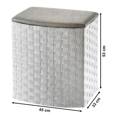 A laundry basket with dimensions indicated.