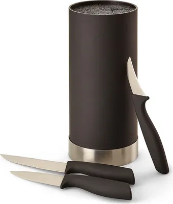 Produktbild von ECHTWERK Messerblock mit Borsteneinsatz |Küchenmesser Set 4tlg | Universalmesser | Schälmesser | Gemüsemesser | Messer aus Klingenstahl | Silber-Edition, EW-MB-0393