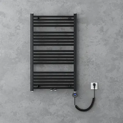 Produktbild von doporro Badheizung gerade 100x60cm Anthrazit Röhrenheizkörper Horizontal 2in1 Mittelanschluss oder Seitenanschluss Badheizkörper mit Heizstab 600W