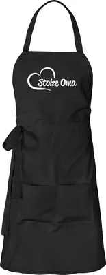 Produktbild von Huuraa Schürze Stolze Oma Herz Schwarz mit Taschen Baumwolle Kochschürze Geschenkidee