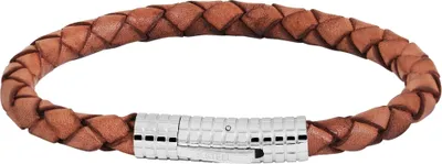 Produktbild von Akzent Echtlederarmband, geflochten mit Edelstahlclipverschluss