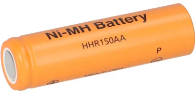 A single orange battery is shown against a white background.