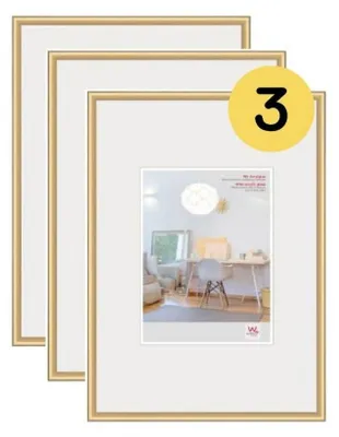 Produktbild von walther design Bilderrahmen gold 29,7 x 42 cm (DIN A3) mit Kunstglas 3er Pack, N
