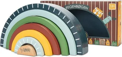 Productafbeelding van Houten Regenboog Stapelblokken Speelgoed voor Motoriek en Creativiteit | Vanaf 1 Jaar