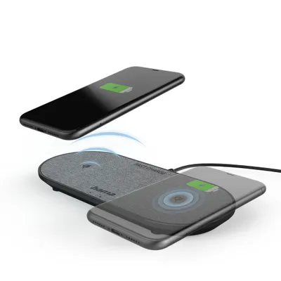 Image de Chargeur sans fil "QI-FC10 DUO", 10 W, chargeur ss fil pr smartphone, nr