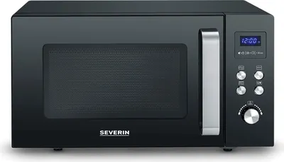 Produktbild von Mikrowelle Glasboden Grill 25 Liter SEVERIN 2 in 1 MW 7763 900 W MW 7763 aus Edelstahl, schwarzsilber Mikrowelle Mikrowelle Mit Grill Grillofen Mikrowellengerät