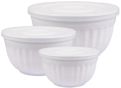 Immagine prodotto di Greengate Set di ciotole in plastica ALICE Bianco con coperchio Set di 3 ciotole