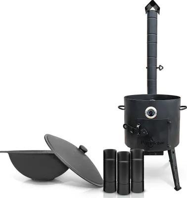 Produktbild von Utschak Uchag Feuerofen Ø 40 cm 2 mm Stahl mit Usbekische Kazan 12 L Казан Учаг