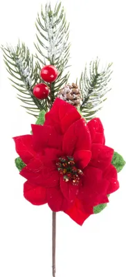 Produktbild von Weihnachtszweig MAGICHOME, mit Blume, Rot, 22 cm