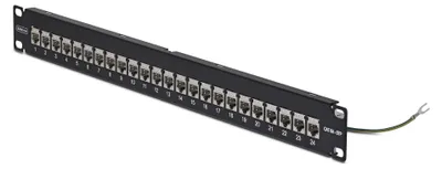 24-Port 1U Cat6a STP Feed-Through Patchpanel