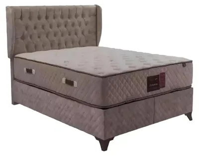 Zdjęcie produktu dla Łóżko Chesterfield do sypialni tekstylne 180x200cm z materacem