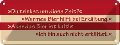 Produktbild von vianmo Blechschild 10x27 cm Du trinkst um diese Zeit Dekoration Spruch Zitat