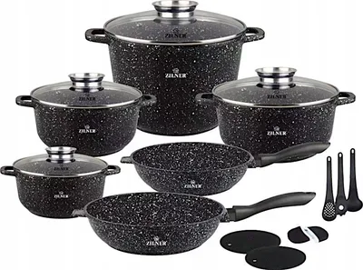 Image de Zilner Premium Aluminium Set de casseroles 17 pièces marbre