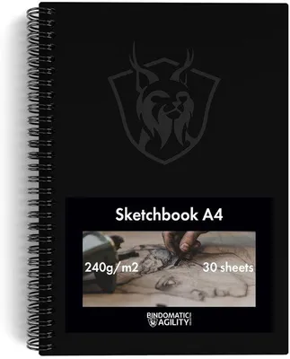 Produktbild von Famanu Skizzenbuch A4 mit dickem Papier (30 Blätter, 240 g/m²) - Hochwertiges Zeichenbuch für Profis