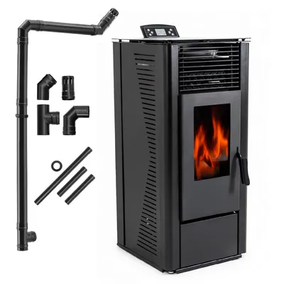 Image de THUNDER® | Poêle à pellets KARMEN BLACK | 10 kW | Kit de raccordement Ø 80 mm | Noir