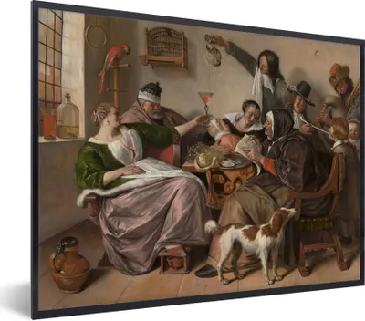 Produktbild von MuchoWow® Gerahmtes Poster So früh wie gesungen, so spät wie geguckt - Jan Steen 40x30 cm - Poster mit Schwarzem Bilderrahmen Wandposter Rahmen Foto Bilder - Kunstposter - Wanddekorationen