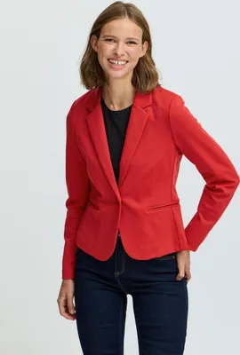 Obrázek produktu pro b.young BYRizetta Dámské sako Sako na oblek s elastickým límcem s klopami 1 knoflík Páskové kapsy Slim fit