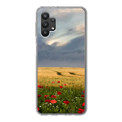 Produktbild von MuchoWow® Handyhülle Schutzhülle Hülle für Samsung Galaxy A32 5G Blumen - Weizen - Wolken Silikon Softcase Handy Hülle - Softcase