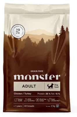 Zdjęcie produktu dla Monster Dog Grain Free Adult 2kg Bezzbożowa Sucha Karma Dla Dorosłych Psów z Kurczakiem i Indykiem