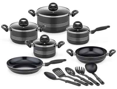 Produktbild von GSW Kochtopf Set Milano Nero, 15-teilig, Hochwertiges Topfset für Induktion, Cer
