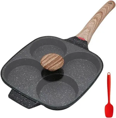 Produktbild von Famanu Eier- und Pfannkuchenpfanne mit Deckel - 4-fach Aluminium mit Antihaftbeschichtung