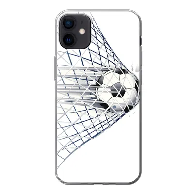 Produktbild von MuchoWow® Handyhülle Schutzhülle Hülle für iPhone 12 mini Eine Illustration eines Fußballs, der ins Tor geht - Jungen - Mädchen - Kinder Silikon Softcase Handy Hülle - Bild
