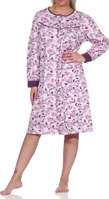 Produktbild von Edles Damen Nachthemd langarm in Kuschel Interlock-Qualität - auch in Übergrössen ; rosa , 36/38