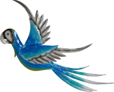 Produktbild von Wanddeko Papagei Metall Wandbild Sittich Kakadu Ara Deko Vogel Skulptur Figur