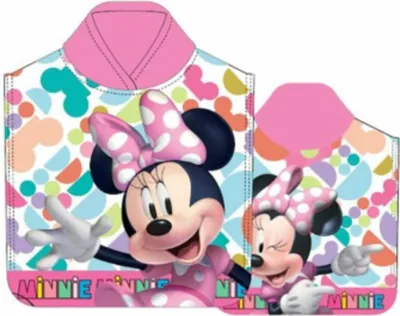 Obrázok produktu pre Minnie Mouse Praktické bavlnené pončo pre deti s kapucňou Kúpacie pončo 100x50 cm