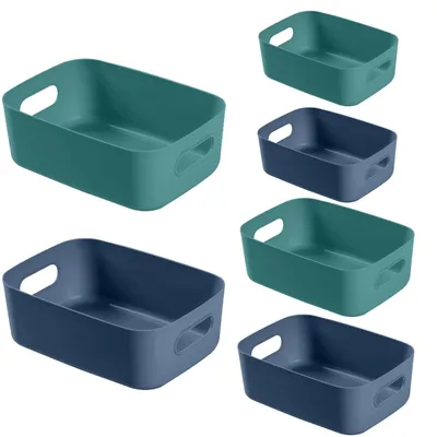 Zdjęcie produktu dla Omgoods - Zestaw 6 plastikowych pojemników do przechowywania w 3 rozmiarach