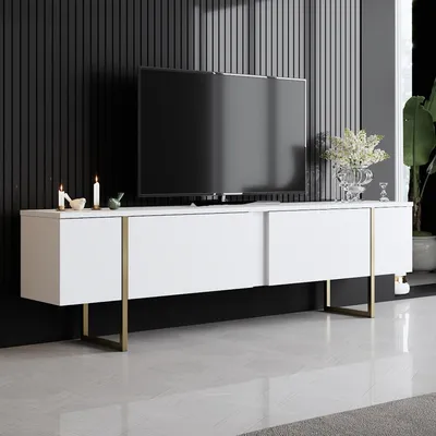 Produktbild von Skye Decor, Luxe - White, Gold, TV-Schränke, Weiß, 180 x 50 x 30 cm