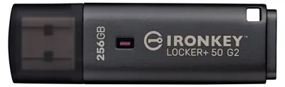 Produktbild von Kingston IronKey 256GB Locker Plus 50 G2, FIPS 197, AES-256, 256 GB, USB Typ-A, 3.2 Gen 1 (3.1 Gen 1), 145 MB/s, Kappe, Schwarz