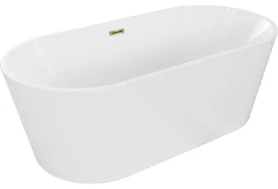 Obrázek produktu pro Mexen Luna volně stojící vana 140 x 75 cm, bílá, přepad zlatý - 52031407500-50