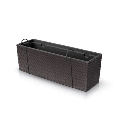 Produktbild von Blumenkasten Balkonkasten Rattan-Optik Blumentopf Pflanzkübel Halterungen Kunststoff Umbra 58 cm