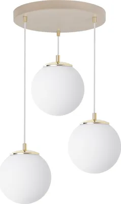 Produktbild von Florence Pendelleuchte Kaschmir Gold – 3 flammig mit weissem Schirm E14