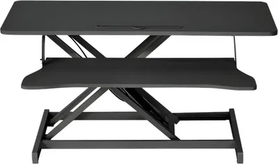 Produktbild von Ergonomischer Worktrainer Schreibtischaufsatz – Laptopständer & Steh-Sitz Workstation – 94 cm – Schwarz