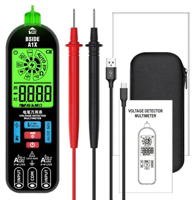 Immagine prodotto di Tester di tensione, display digitale, rilevamento senza contatto, A1X con custodia
