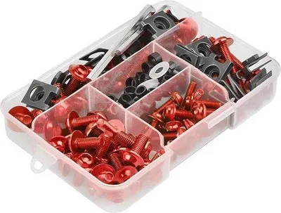 Immagine prodotto di Set di viti per moto - viti rosse e parabrezza - accessori modificati - set da 177 pezzi.