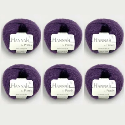 Image de 6 pelotes de Hannah by Permin – Fil de luxe en Laine, soie et cachemire (14 aubergine)