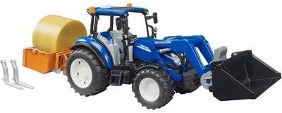 Image de Agriculteur - New Holland T5.120 avec FL avec chargeur frontal, caisse et botte de paille