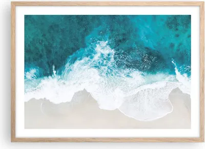 Produktbild von Gerahmtes Poster - Rahmen in heller Eiche - Luftaufnahmen Strand Welle - 70x50 cm - Wand Bild - Wanddeko - Wandbilder - Kunstposter - Wandposter - Bilderrahmen - Bilder - Kunstdruck - P2NAA70x50-4686