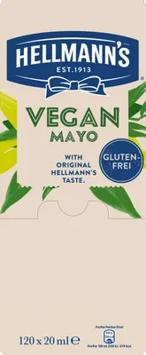 A product label for Hellmann's Vegan Mayo.