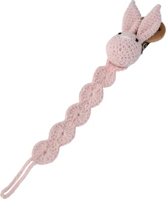 Produktbild von Zayno® Handgemachte Schnullerkette "Hasi" in Rosa | gehäkelter Schnullerhalter, Geschenk für Babys, Taufe, Geburt, Hase, Schnullerband