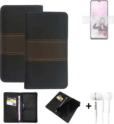 Produktbild von K-S-Trade Handyhülle + Kopfhörer kompatibel mit Sharp Aquos V6 5G Schutzhülle Walletcase Bookstyle Tasche Schutz Case Hülle Wallet Cover