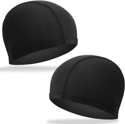 Imagen del producto de Paquete de 2 gorros de natación "Badmütze", suaves y flexibles, unisex, ideales para cabello largo