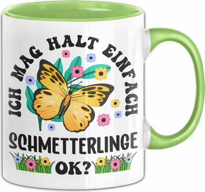 Produktbild von Schmetterling-Liebhaber Tasse Geschenk Ich Mag Halt Einfach Schmetterlinge Ok Geschenkidee Geburtstag Kaffee-Becher (Grün)